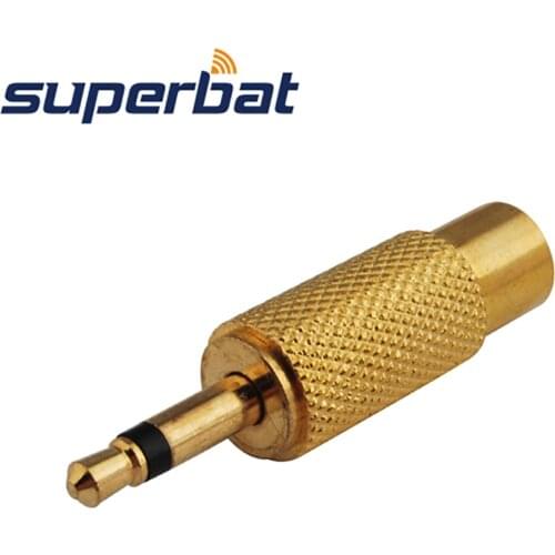 Superbat Gold 3.5mm Mono Plug to RCA Jack Audio Adaptor RF Coaxial Connector