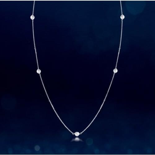 Luminous Dainty Droplets Necklace 925 Sterling Silver White Pearl Pendants Necklaces for Women Fashion Jewelry collier mujer