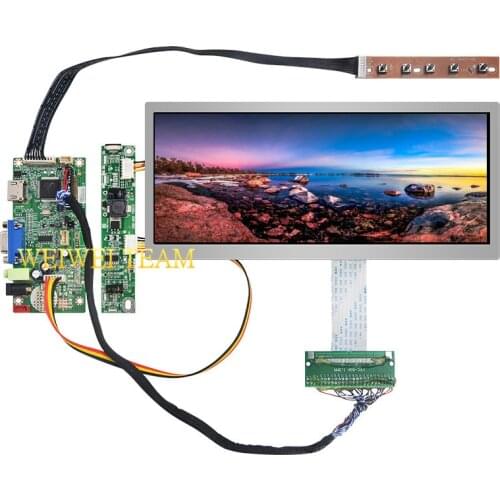 Ultra Wide 10.3 inch 1920x720 IPS LCD Screen Stretched Bar LCD Display 50 Pins LVDS VGA Driver Board High Brightness