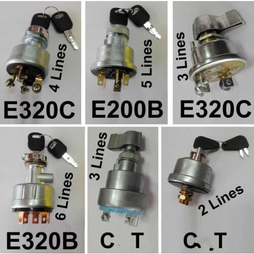 E200B E320C E320B starter Ignition Switch excavator with 2 keys 3 months Warranty:3 months
