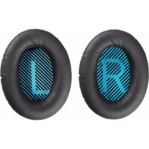 Wantek Ear Pads Replacement for Bose Headphones QC25 QC35 Ae2, Ae2i, Ae2w Quiet Comfort 25 QC15,Printing,Black with Blue(1 Pair)