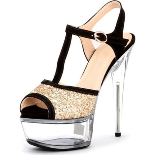 Womens Shoes 6 Inch High Heels Sexy Summer Sparkling Glitter Wedding Shoes 15cm Sexy Platforms Stiletto Sandals
