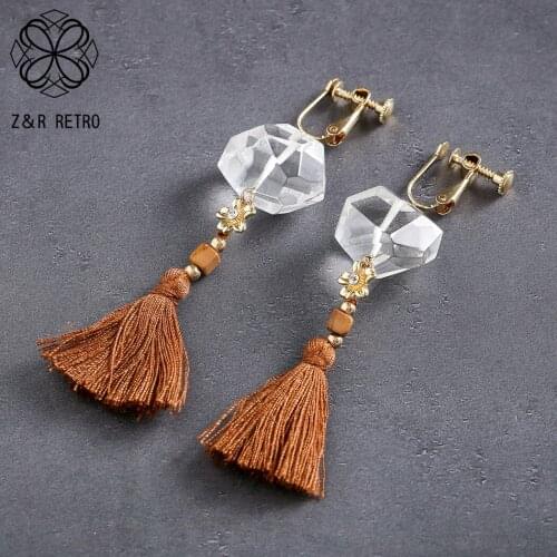 Vintage Ethnic Tassel Drop Earring for Women 2021 Fashion Jewelry Geometry Suspension Pendant Pendientes Aesthetic Accessories