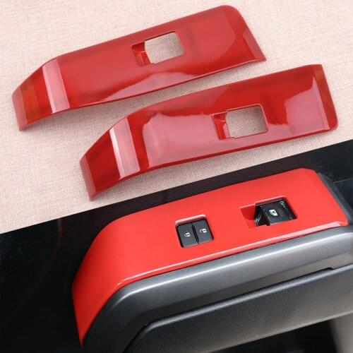 2Pcs/Set LHD Car Rear Red Door Armrest Window Lift Switch Buttons Cover Fit For Toyota Tacoma 2016 2017 2018 2019 2020