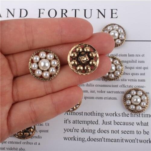 5pcs/lot Alloy Rhinestone Gold Pearls Small Hand Pendant Buttons Ornaments Jewelry Earrings Choker Hair DIY Jewelry Accessories