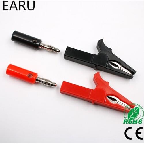 55MM Alligator Clip + BANANA PLUG, Test Probe With 4mm Banana Plug Cable Clips Socket Battery Red Black