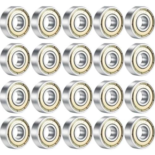 608ZZ Double Shielded Ball Bearing, Metal Deep Groove Ball Carbon Steel Miniature Roller Bearing, 20 Pieces