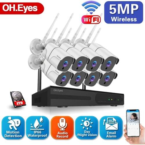 8 Channel Outdoor CCTV Security Camera Wifi Wireless System 5MP 8CH Wifi NVR Kit Waterproof IP Camera Video Surveillance Set 4CH