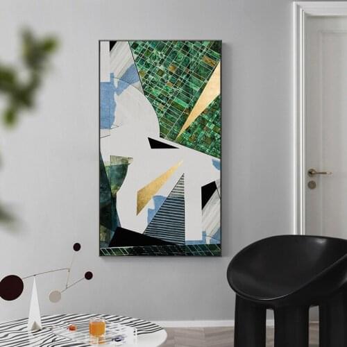 Abstract Triangle Hexagon Geometry Mosaic Combination Canvas Paintings Poster And Print Decorative Wall Art Pictures Living Room