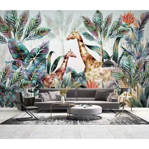 Bacal Custom 3D Photo Wallpaper For Kids Room Cartoon Animal Giraffe Poster Children Room Wall Home Decor 3d Mural Wallpaper
