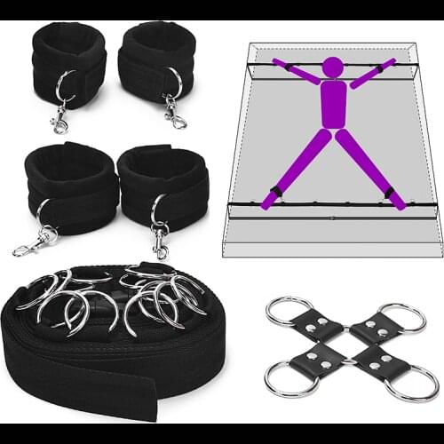 BDSM Restraint Under Bed Adjustable Belt Nylon Handcuffs Legcuffs Adult Games Slave Bondage Hand Ankle Cuffs Sex Toy For Couples