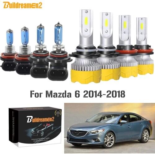 Buildreamen2 4 X Car Headlight High Low Beam 9005 H11 Auto LED Halogen Bulb Headlamp 12V For Mazda 6 2014 2015 2016 2017 2018
