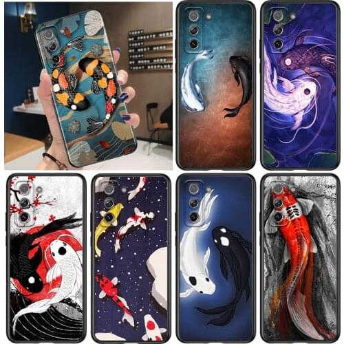 Lucky fish for Samsung Galaxy S21 Ultra Plus Note 20 10 9 8 S10 S9 S8 S7 S6 Edge Plus Black Phone Case