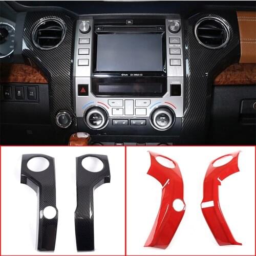 For Toyota Tundra 2014-2020 ABS Carbon Fiber/Sports Red Interior Dashboard Air Vent Outlet Cover Trim Car Stickers Accessories