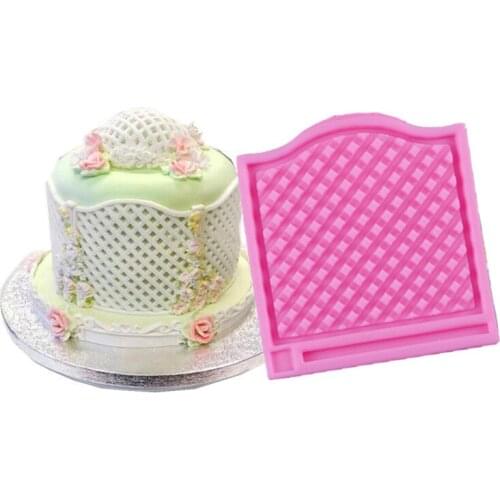 Grill bar Lace pad Fold sugar cake Silicone mold Chocolate Cookies Mold cake Dessert Deco mold Kitchen DIY Bakeware