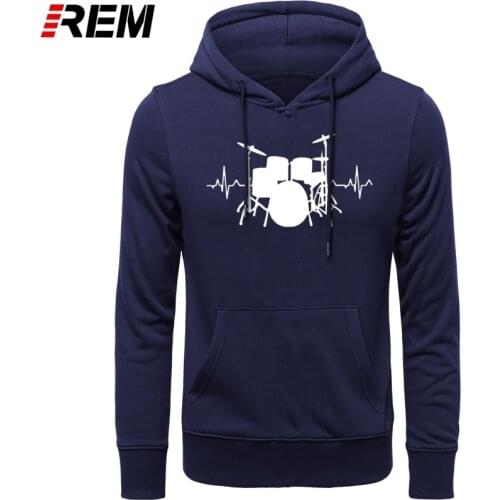 REM Hoodies Jazz Drum Kit Men Funny Heartbeat Rock And Roll Music Festival Camiseta Black White Tops Hoodies, Sweatshirts