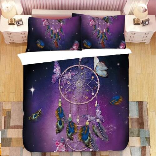 Dream Catcher Feathers Bedding Set 2/3pcs Sweet Dream Boho Chic Mandala Bohemian Printed Comforter Duvet Cover with Pillowcase