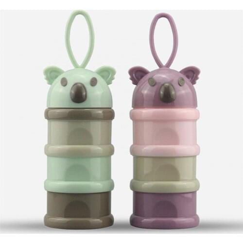 Snack Dish BPA Free Portable 3 Layers Infant Cartoon Milk Powder Box Food Storage Container Sealing Caps Kids Biscuit Dispenser