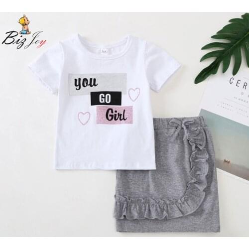 Fashion Toddler Baby Girls Cloth Set 2PCS T shirt Top+ Short Skirt Clothing Suit Soft Cotton Kids Casual Summer Set 1-6 Years