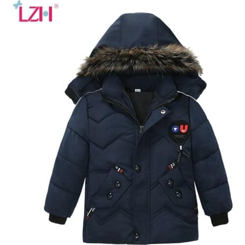 LZH Kids Winter Jacket For Boys Coat Infant Baby Boys Thick Warm Hooded Outerwear Coat Children Cotton-padded Clothes 3 4 5 Year