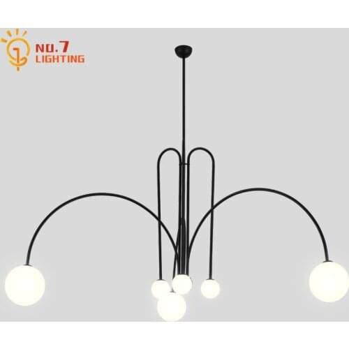 Postmodern Minimalist Led Pendant Lights Glass Ball Red Black Gold Hanging Lamp Living/Dining Room Kitchen Light Fixture Study