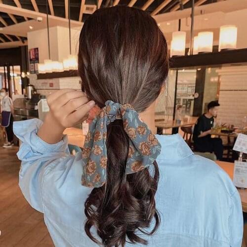 Miss FoUrSy Girl Ponytail Holder Flower Cloth Head Wrap Elastics Flower Scarf Pony Hair Tie Headbands Accessories for Women