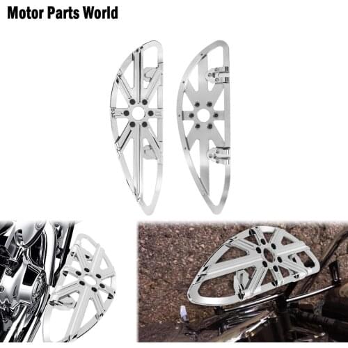 Motorcycle CNC Driver Stretched Front Floorboard Foot Pegs Chrome For Harley Dyna Softail FLSTF Electra Street Glide Road King