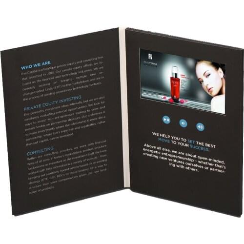 Custom made 5inch Screen Brochure Universal Video Greeting Cards Fashion Design Video Advertising Cards