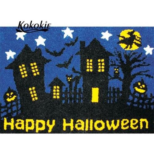 Halloween latch hook kits rug yarn large printed canvas yarn carpet diy latch hook rug kits carpet embroidery carpet diy rug