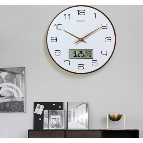 Nordic Wall Clock Solid Wood Calendar Creative Living Room Decoration Home Decor Wall Watch Large Luxury Clocks with Calendar