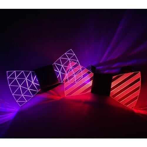 Neon Light Acrylic Bow Tie Halloween Christmas Dance Party Decoration Wedding Decor Luminous LED Tie Glow In Dark