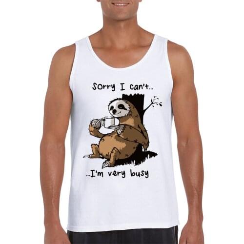 Newest Fashion Very Busy Sloth Men Tank Tops O-Neck Sleeveless Men Vest Funny Casual Tee