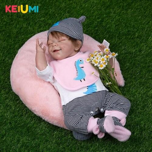 New KEIUMI 20 Inch Cute Realistic Sleeping PP Cotton Reborn Baby Doll For Kid Birthday Present Playmate Toy Christmas Gifts