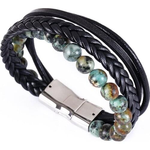 2020 New Product Natural Stone Beads Beaded Essential Oil Black Bangle Seven Chakra Yoga Magnet Clasp Energy Charms Bracelet