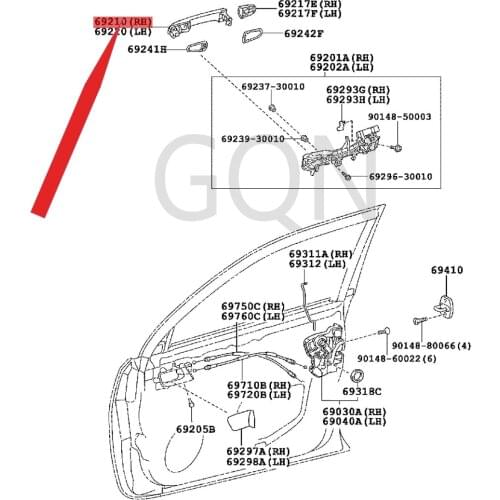 Right front door outer handle assembly 2009-Toy ota LAN DCR UIS ERP RA DO front door handle front door outer handle