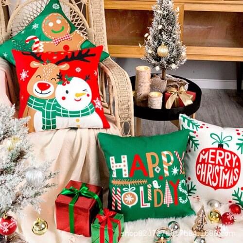 Christmas Cushion Cover Decoration Pillowcase Sofa Cushion Pillow Cases Seat Car Home Decor Christmas Decoration For Home