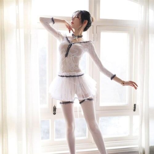 Sexy Lingerie Hot White Bride Wedding Dress Uniforms Perspective Lace Gauze Outfit Erotic Lingerie Costumes Women Porn Underwear