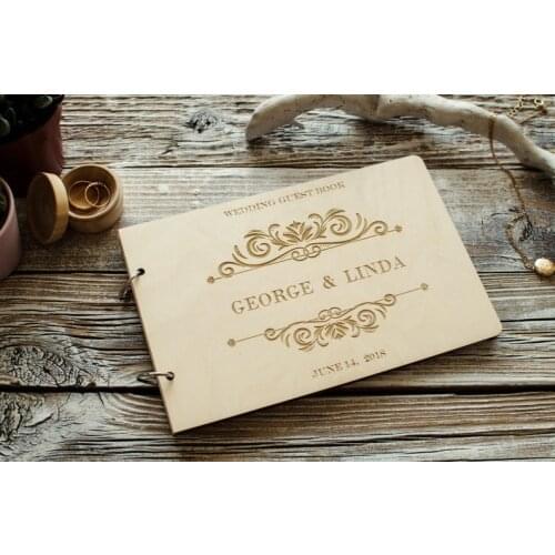 Wooden Engraved Wedding Guest Book, Personalized Custom Guest Book for Wedding, Husband and Wife wedding guest book