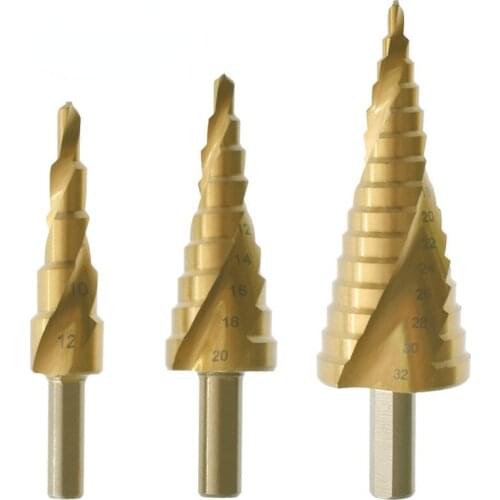 4-12/20/32mm High Speed Steel Step Drill Bit for Metal Wood Hole Cutter Titanium Coated Metal Woodworking Drilling Power Tools