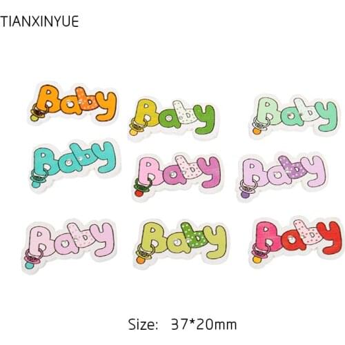 TIANXINYUE 37x20mm Baby Buttons Sewing Scrapbooking Random color Two Holes Wood Buttons,DIY Clothing Accessories