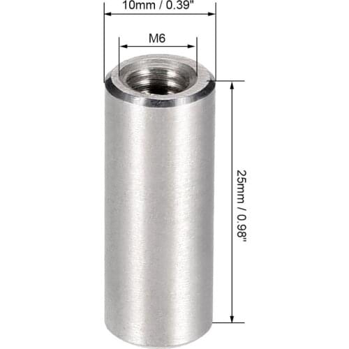 Uxcell 10pcs M5 M6 M8 M10 M12 M14 Round Connector Nut 12mm-30mm Height Sleeve Rod bar Stud Nut Stainless steel 304 Nuts