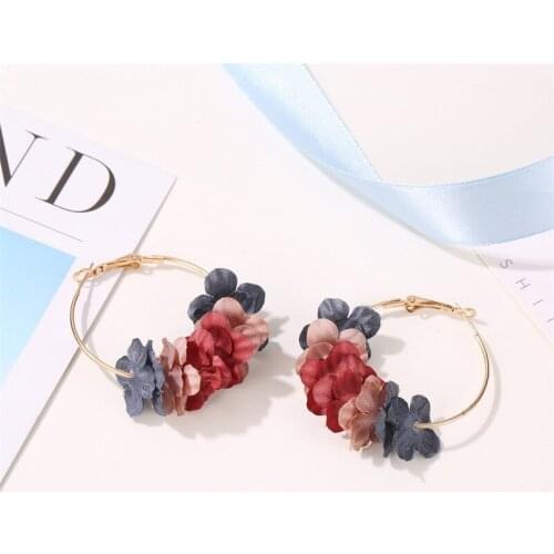 Korean Sweet Earrings For Women New Earing Jewelry Multi-layered Flower Petal Girl Earrings Red Pink Gray Colorful Earring A244