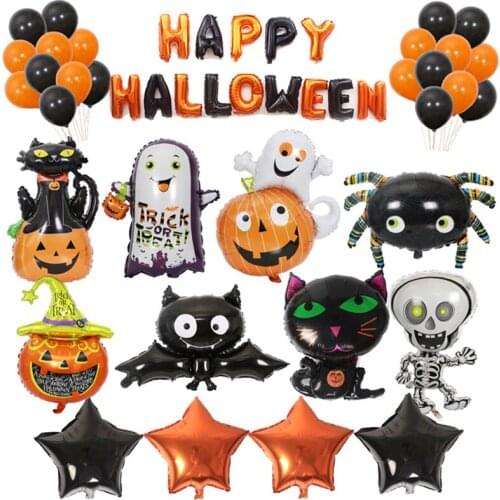 Halloween Pumpkin Ghost Balloons Halloween Decorations Spider Foil Balloons Inflatable Toys Bat Globos Halloween Party Supplies