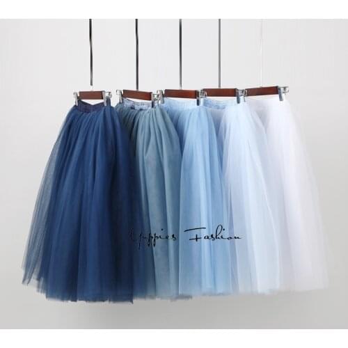 7 Layered Tulle Skirts Womens High Waist Swing Dolly Ball Gown Underskirt Mesh Euro Style Tutu Summer Skirt Faldas Saias Jupe