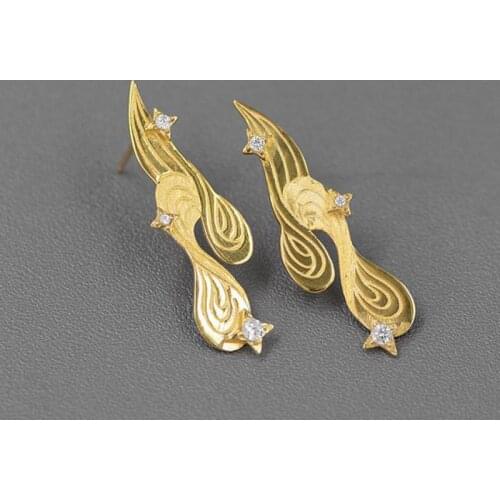 Volta Van Zircon Stud Earrings 925 Sterling Silver Fine Jewelry 2021 New Sea Wave Stars Trendy Elegant Romantic Concise Earrings