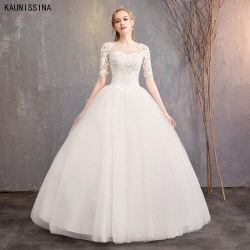 KAUNISSINA Vestidos De Novia Sweetheart Ball Gown Appliques Tulle Wedding Dresses Princess Robe De Mariee Wedding Bride Dress
