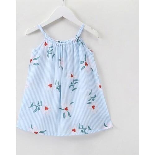 ZWF126 Girls Dresses Summer Kids Clothes Children Sleeveless Flower Print Princess Dress Elegant 2 3 4 5 6 7 8 Year Girl Dress