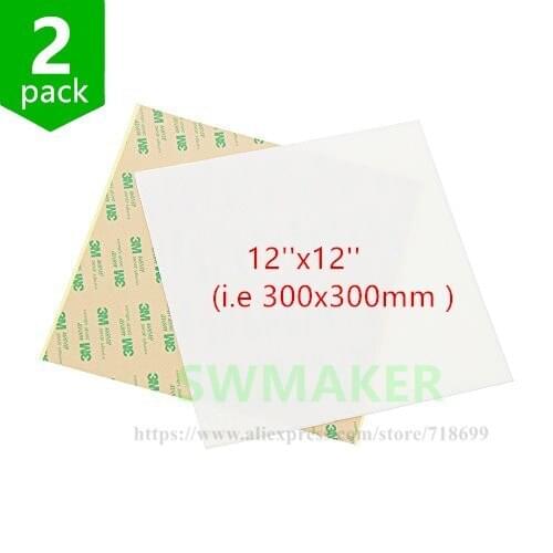 SWMAKER 2pcs 12''x12'' (i.e 300x300mm ) PEI 3D Print Build Surface Polyetherimide PEI Sheet