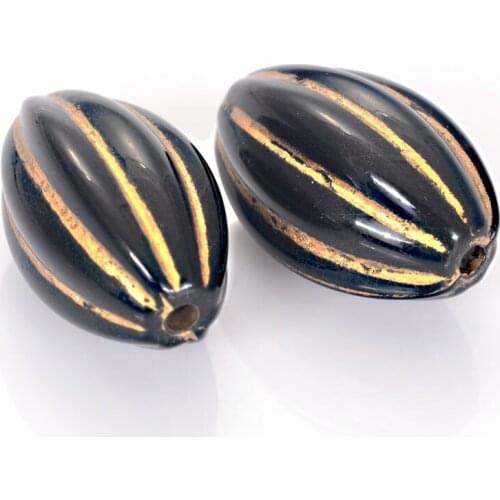 Miasol 20 Pcs 16x24mm Fluted Corrugated Acrylic Stripe Oval Shape Plastic Antique Style Design Beads For Diy Jewelry Making