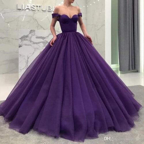 2021 Grape Prom Dresses Off The Shoulder Pleats A Line Tulle Celebrity Evening Gowns Custom Made Special Occasion Dress Vestidos